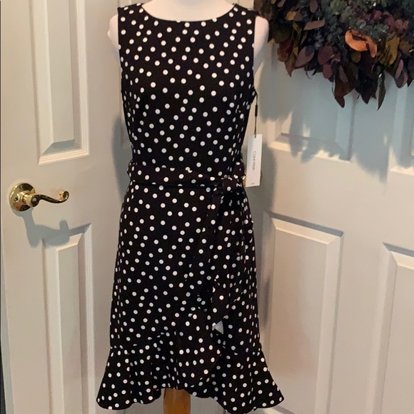 Calvin Klein Dresses & Skirts - Calvin Klein polka dot sleeveless dress, ruffle